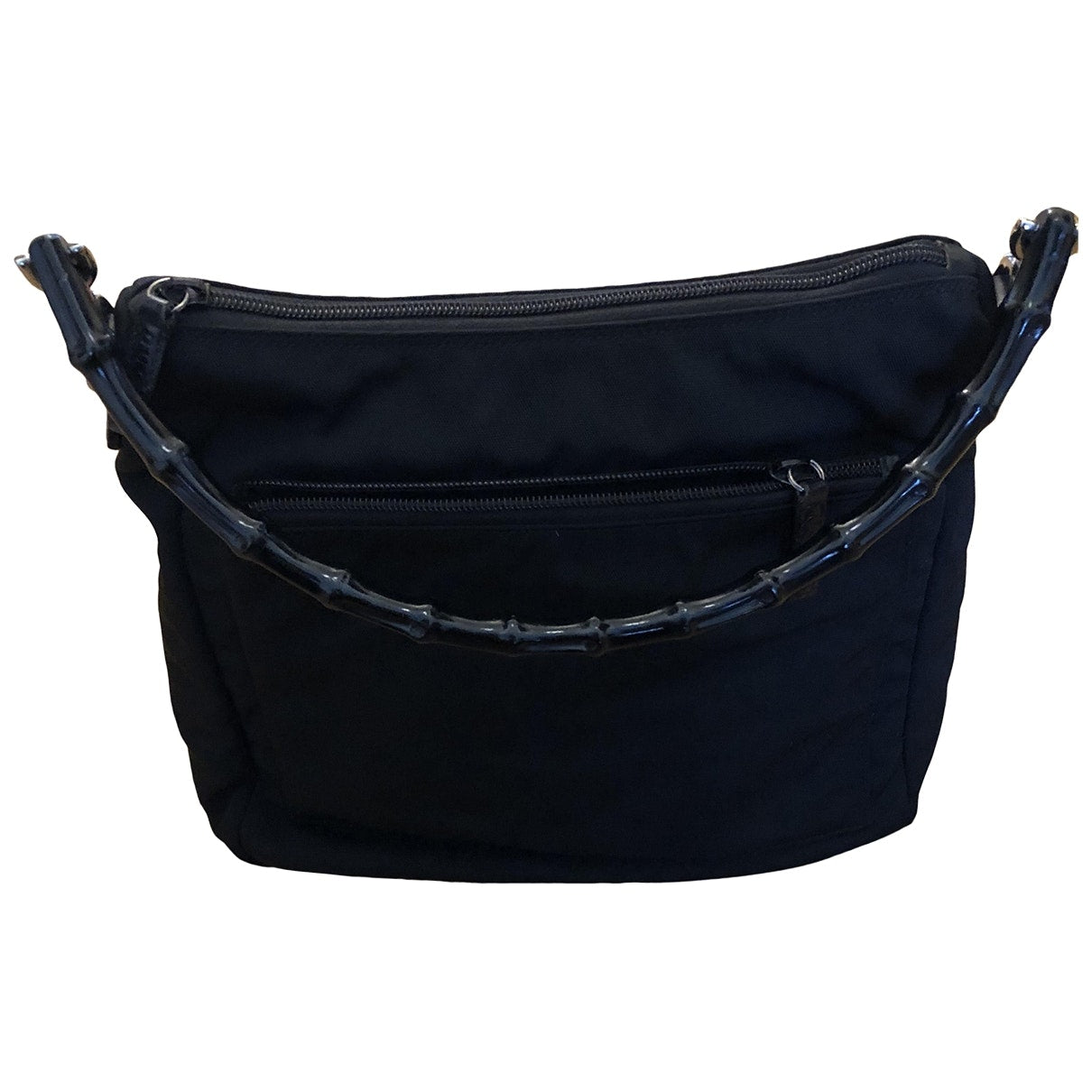 Gucci bamboo black cloth handbag
