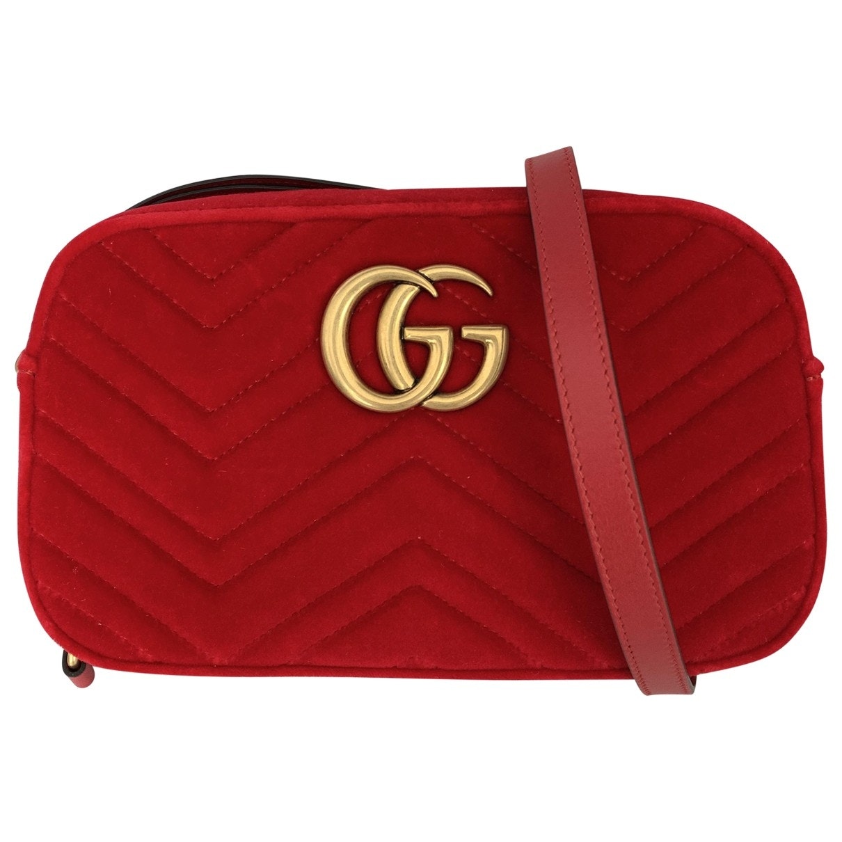 Gucci marmont red velvet clutch bag