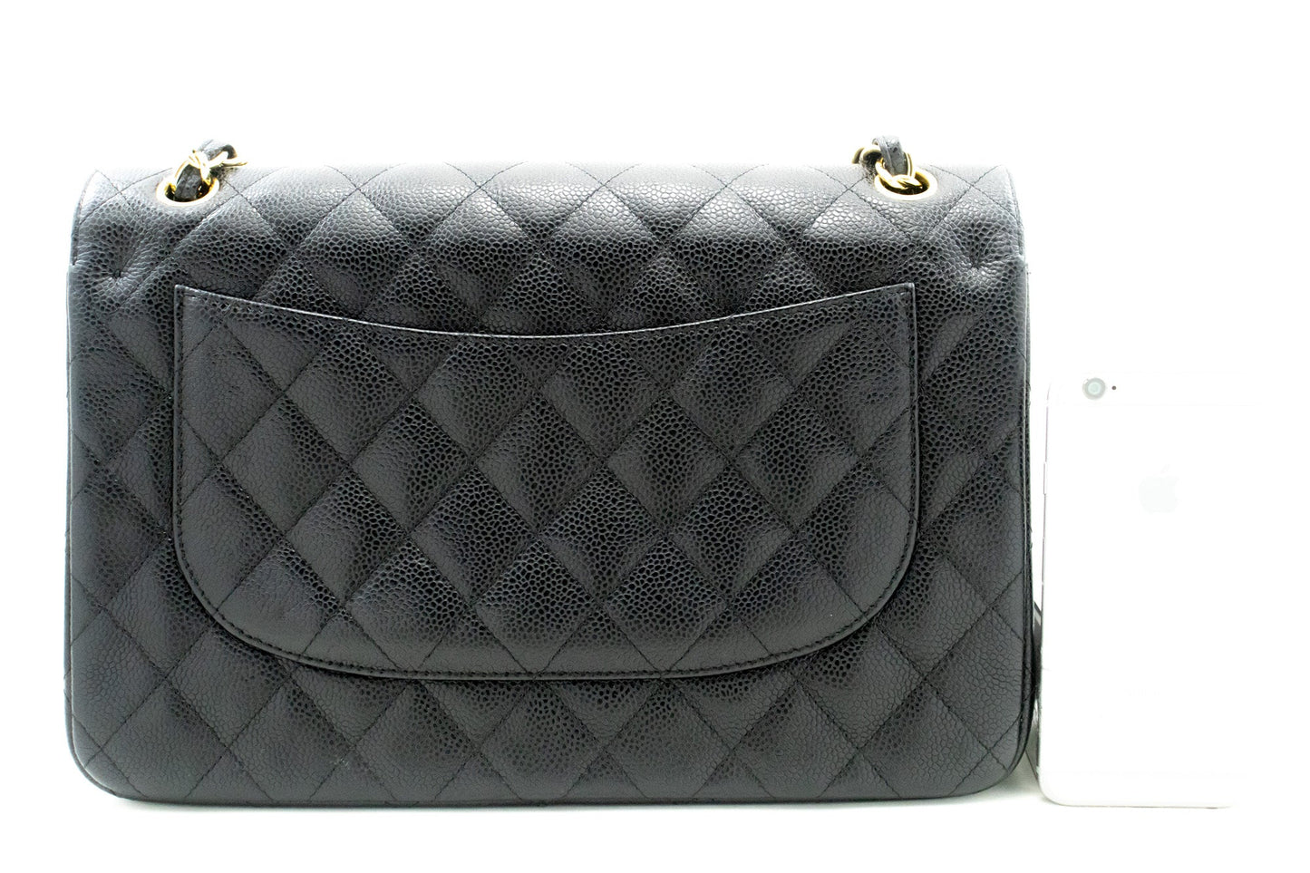 Chanel Classic Large " Grained Calfskin Chain Shoulder Bag Black