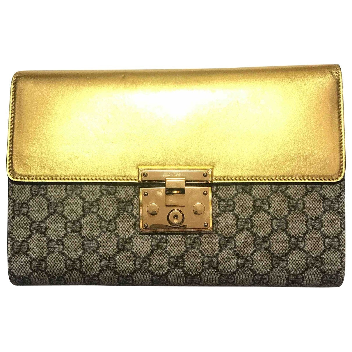 Gucci padlock gold cloth clutch bag