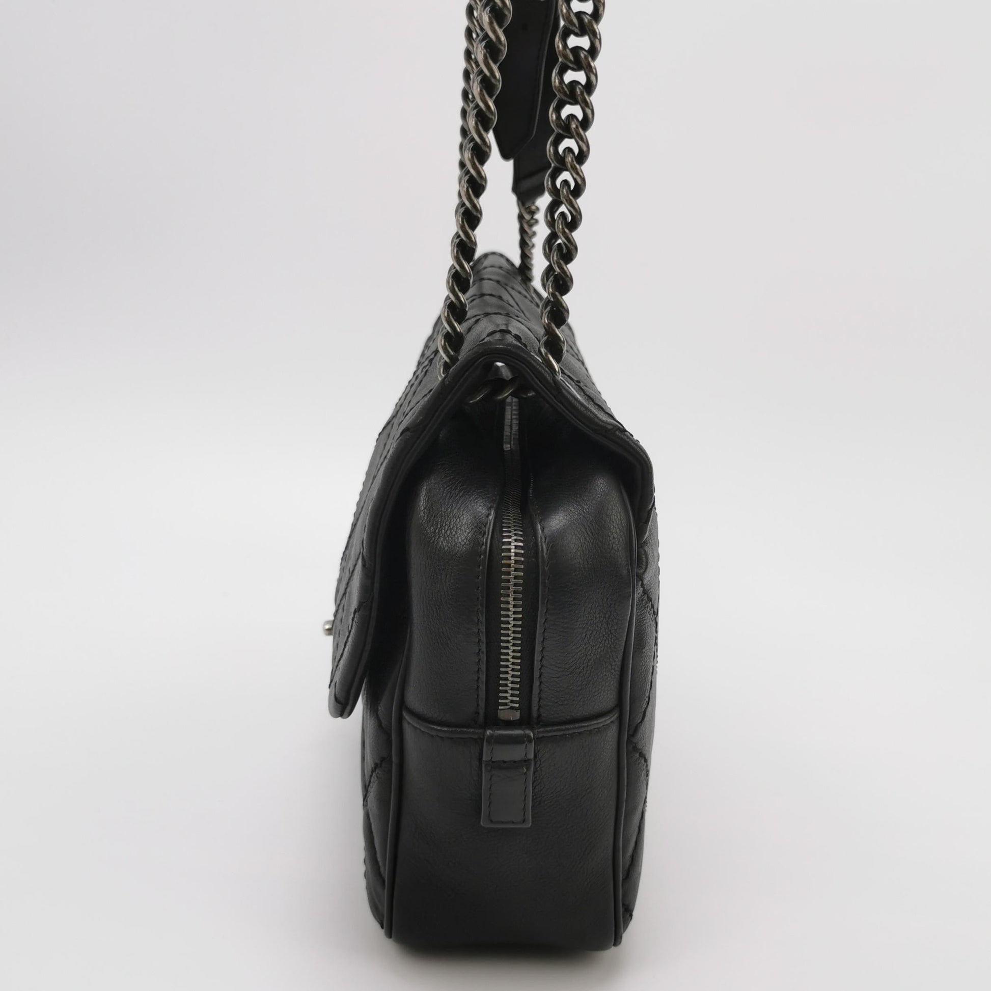 Chanel Paris-Edinburgh Flap Calfskin Black Leather Shoulder Bag