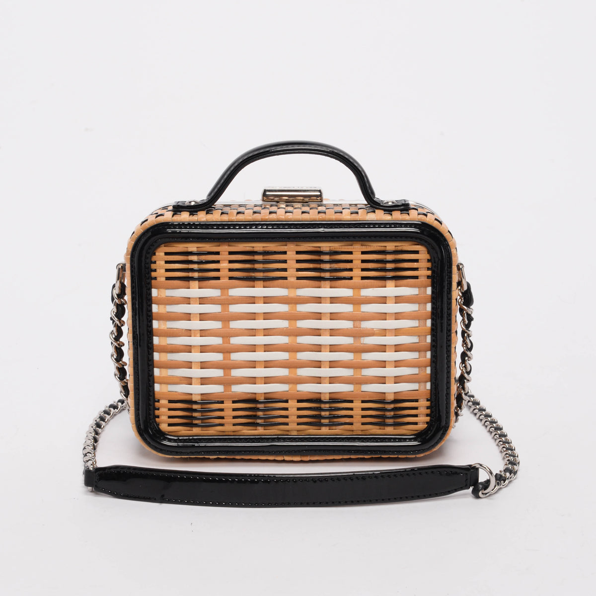Chanel Natural Rattan Wicker Medium Cc Filigree Vanity Case Bag
