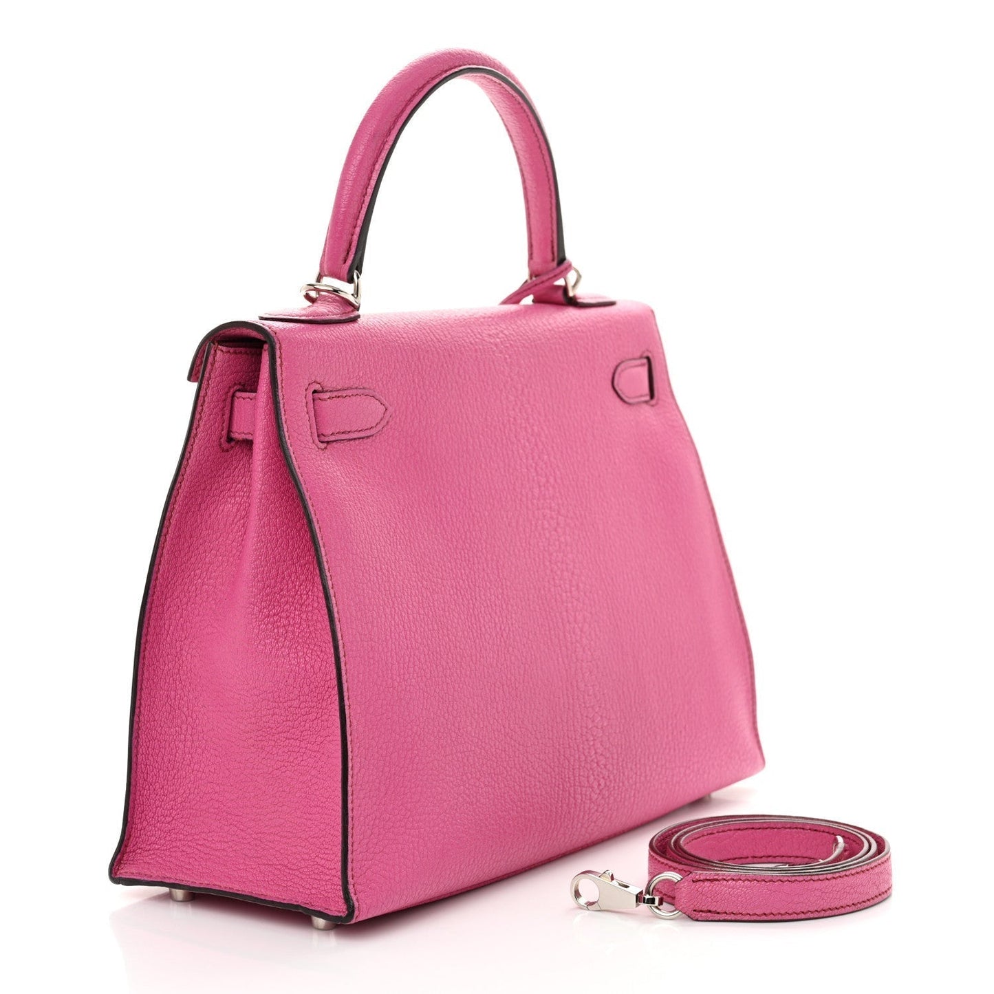 Hermes Chevre De Coromandel Kelly Sellier Fuchsia Handbag Travel Bag