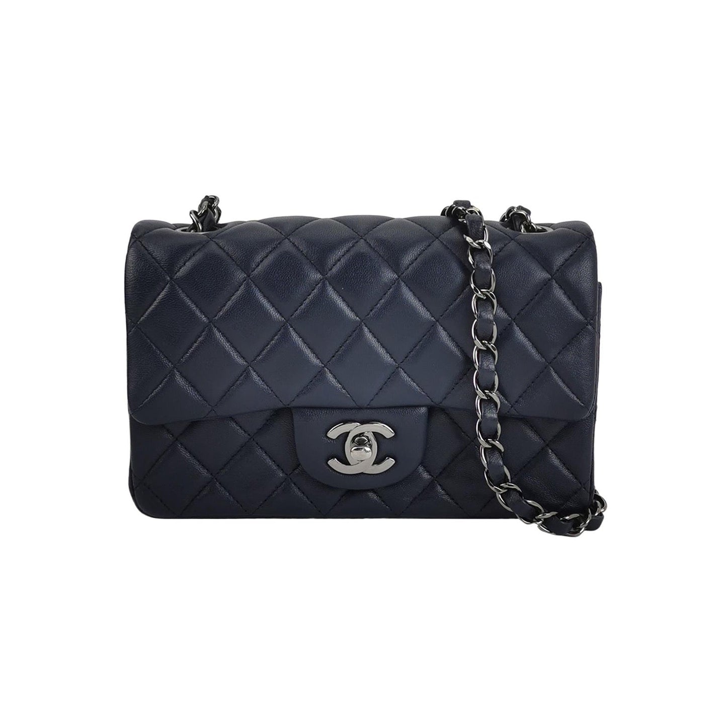 Chanel Classic Flap Rectangular Navy Lambskin Mini Bag 3