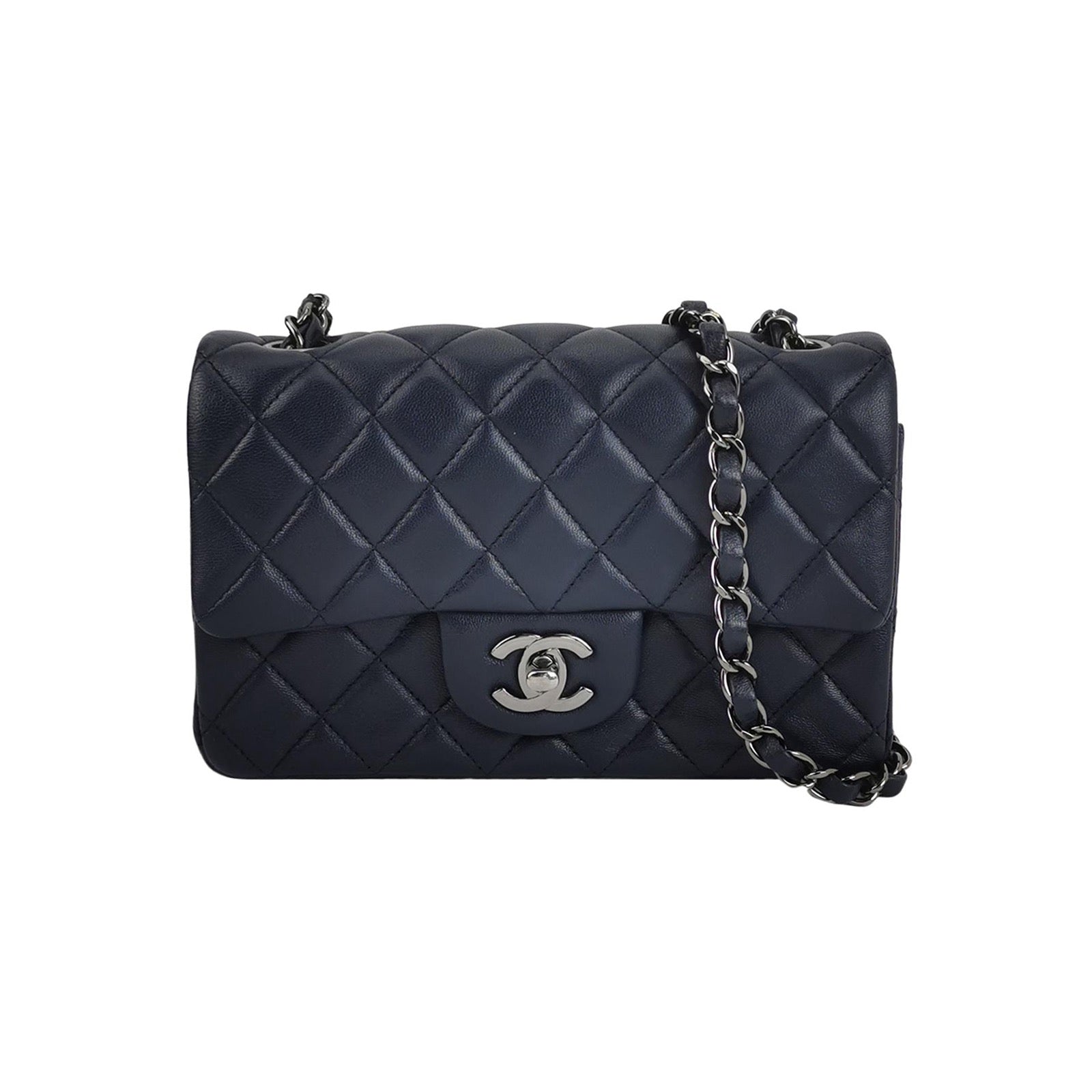 Chanel Classic Flap Rectangular Navy Lambskin Mini Bag 3