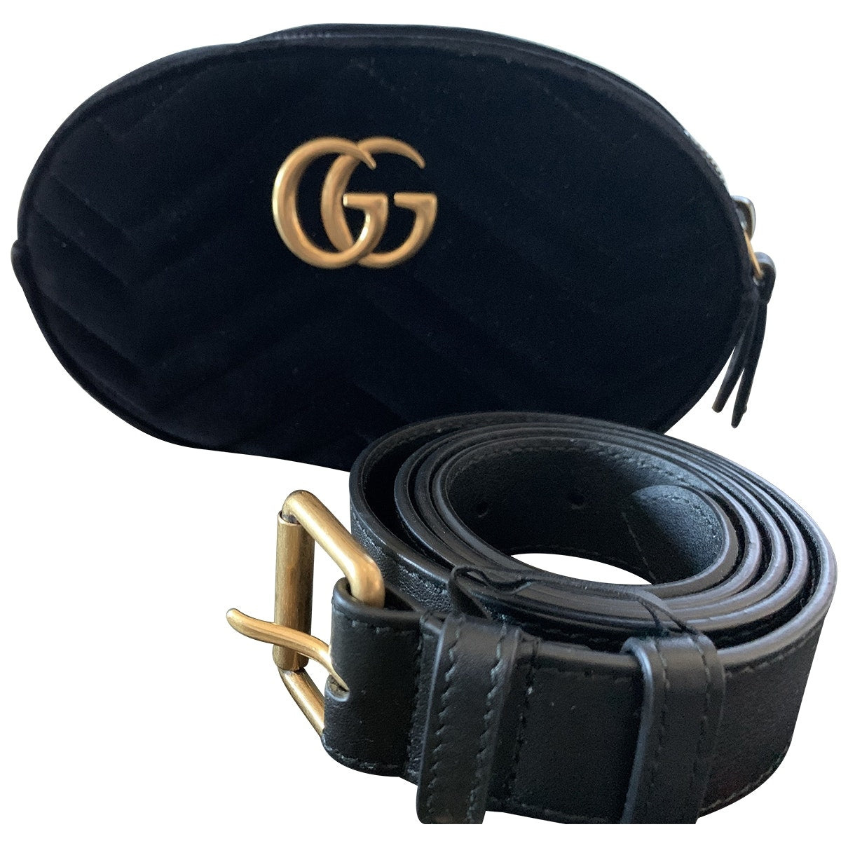Gucci marmont black velvet handbag