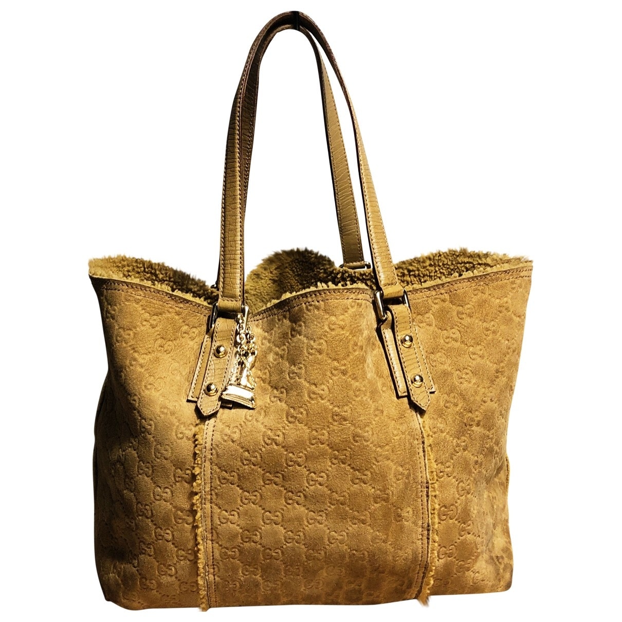 Gucci camel shearling handbag