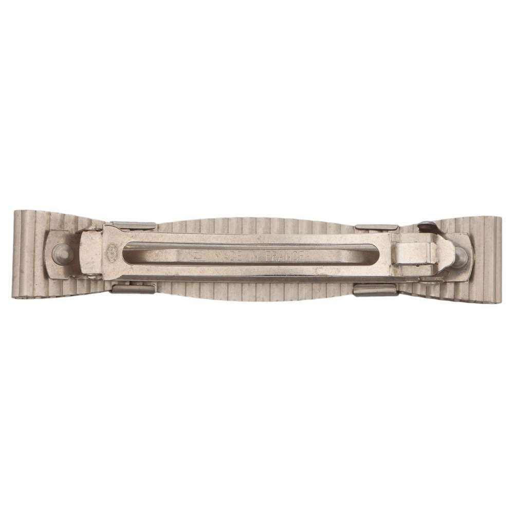 CHANEL CC Logo plate barrette Silver Metal