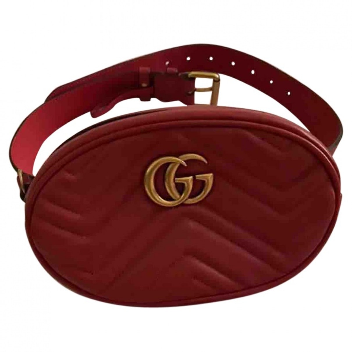 Gucci marmont red leather clutch bag