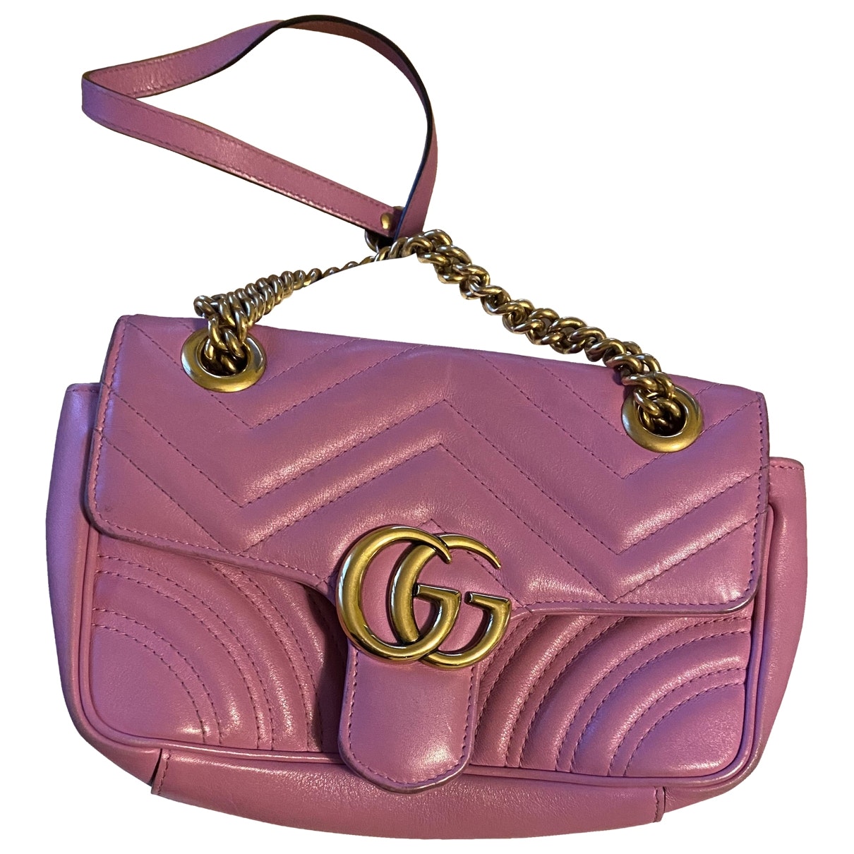 Gucci marmont pink leather handbag