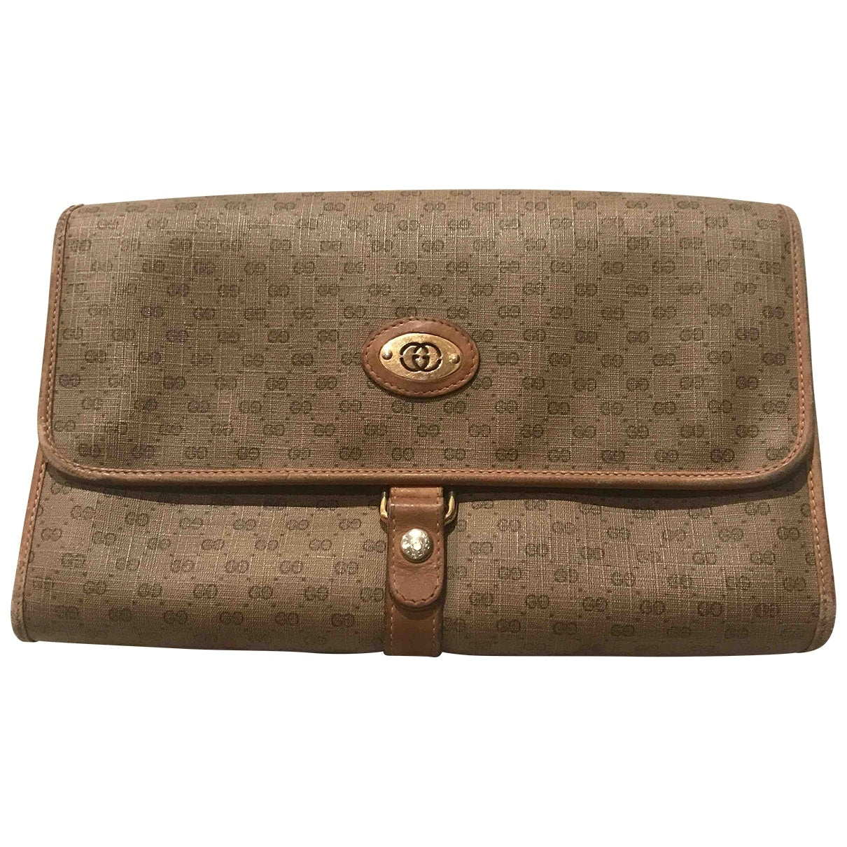 Gucci brown cloth clutch bag