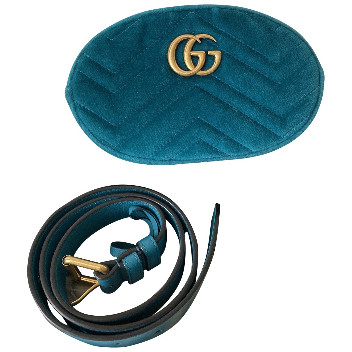 Gucci marmont blue velvet clutch bag