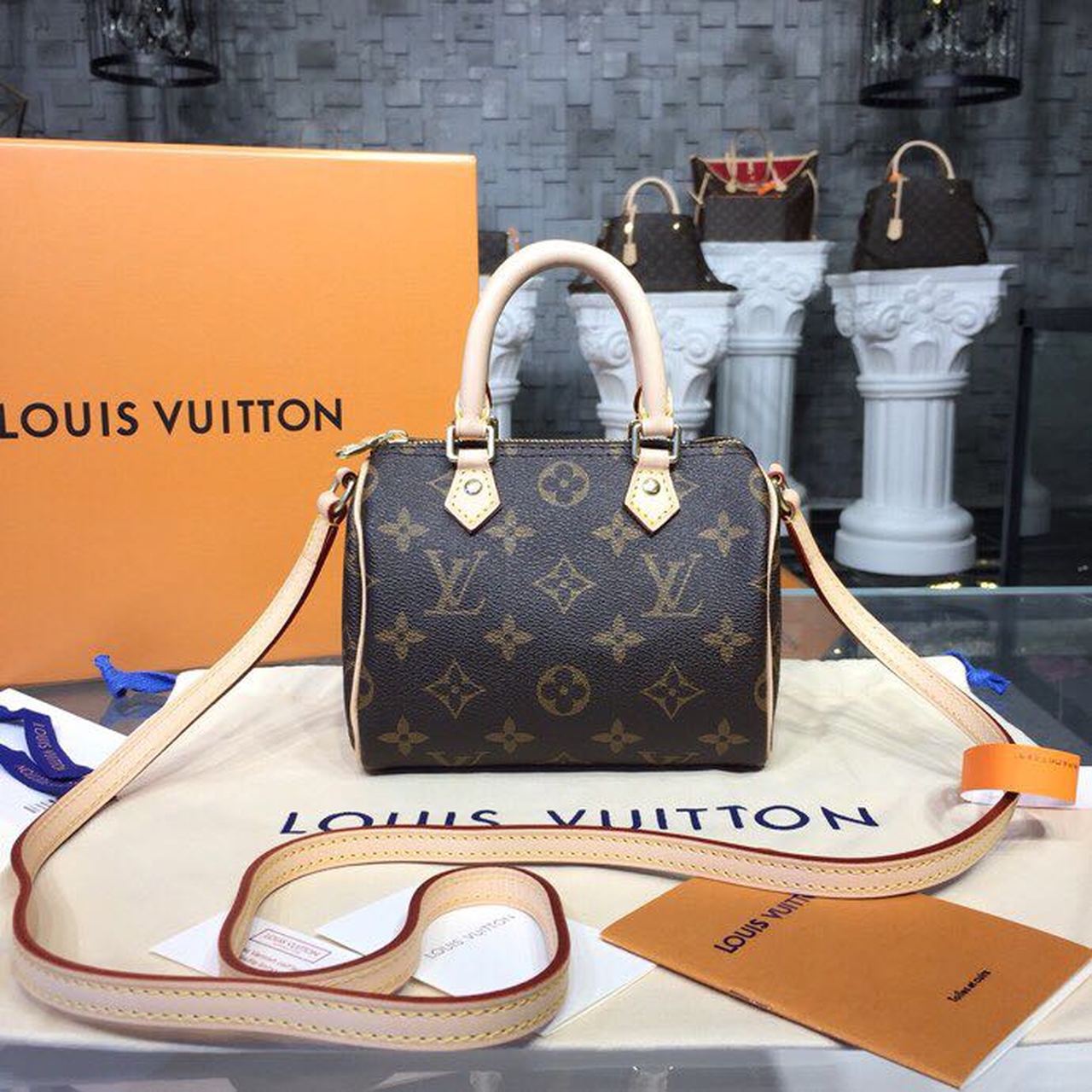 Top Quality Nano Speedy For Women Shoulder Canvas Monogram Crossbody Bag
