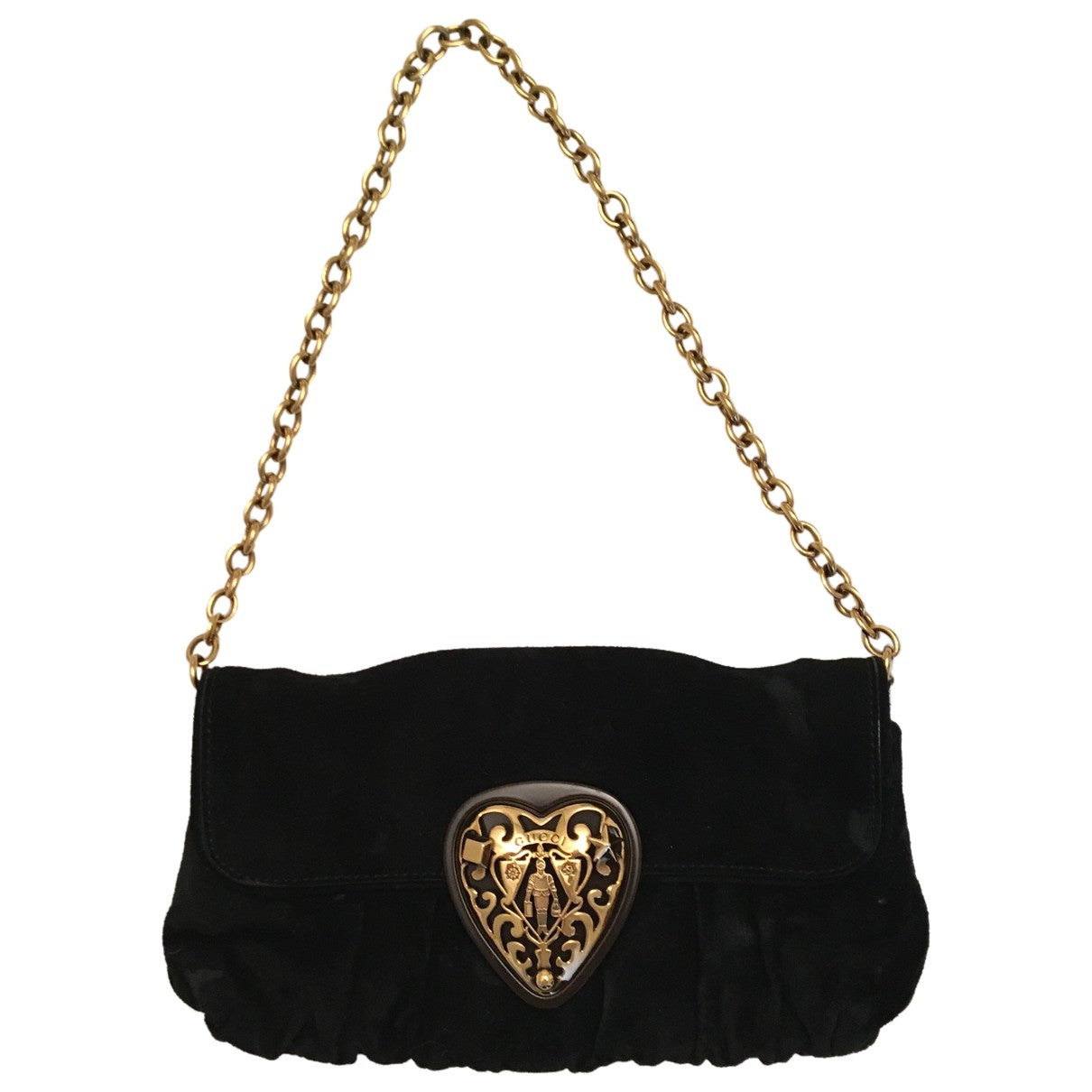 Gucci black suede clutch bag