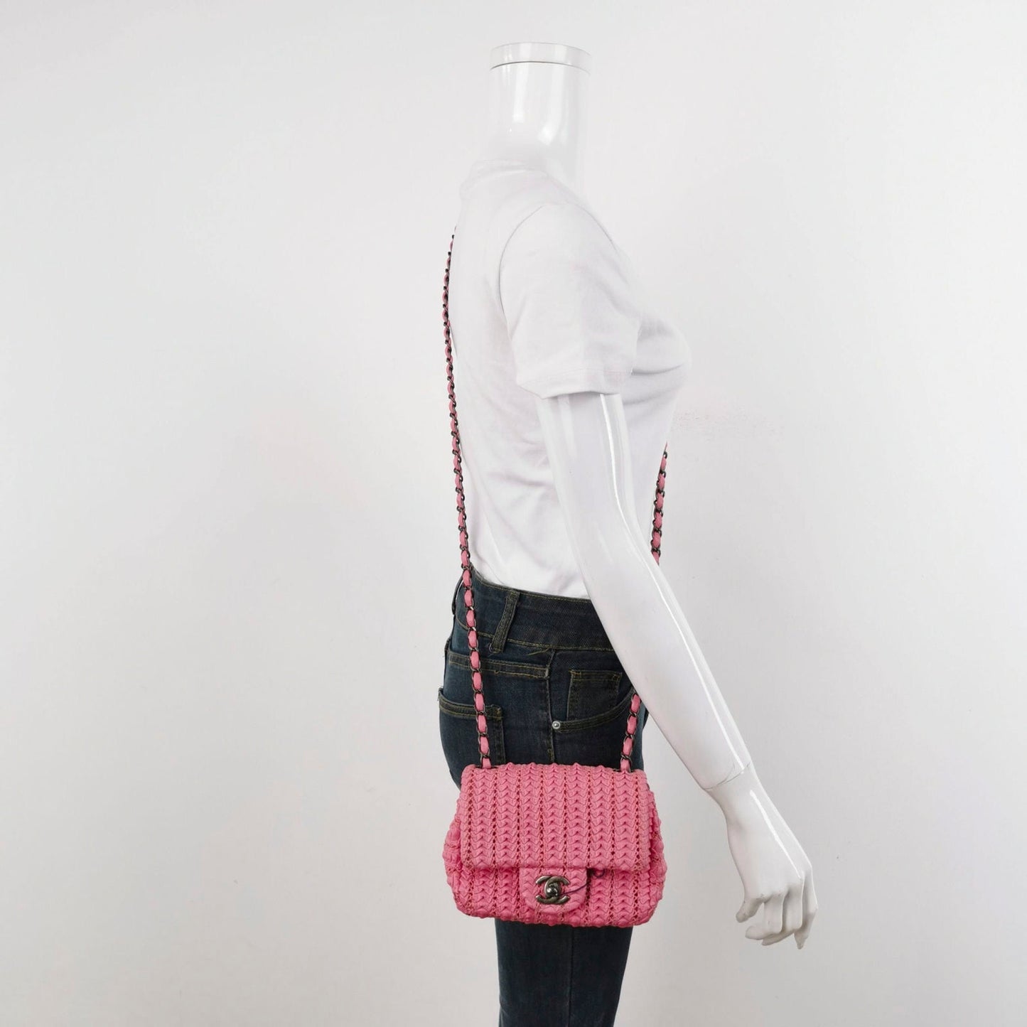 Chanel Square Classic Flap CC Paris Seoul Pink Leather Mini Bag