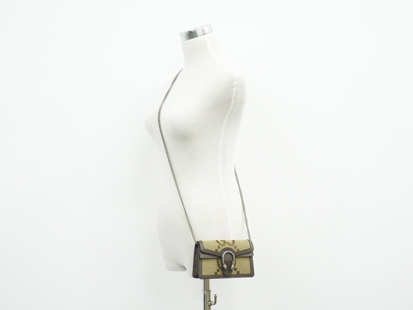 Gucci Dionysus Flap Messenger Bag Shearling Beige Canvas Crossbody Bag Bag