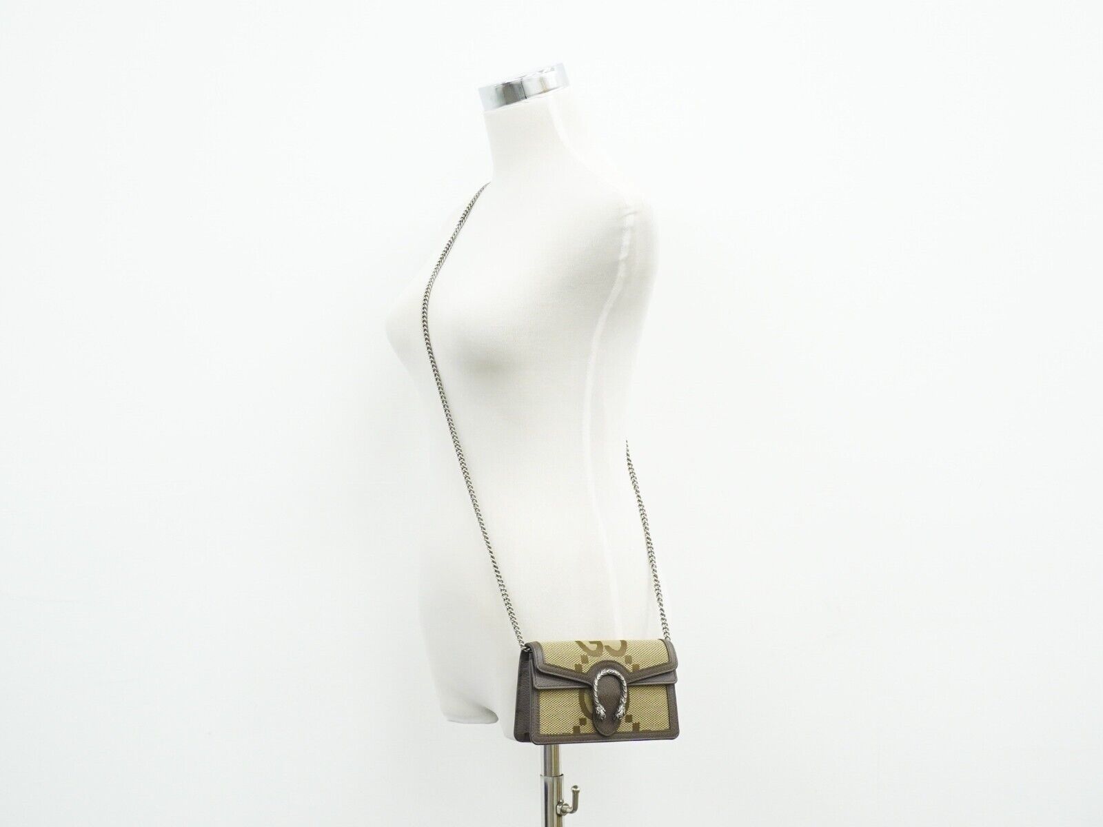 Gucci Dionysus Flap Messenger Bag Shearling Beige Canvas Crossbody Bag Bag