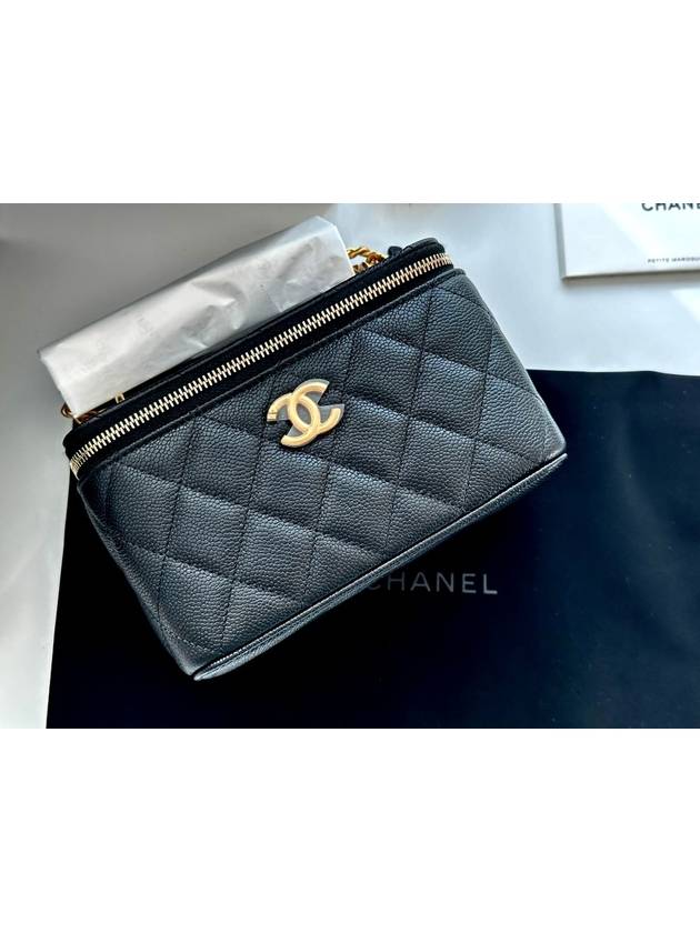 Heart Ball Rectangular Vanity Caviar Cross Bag Black Chanel