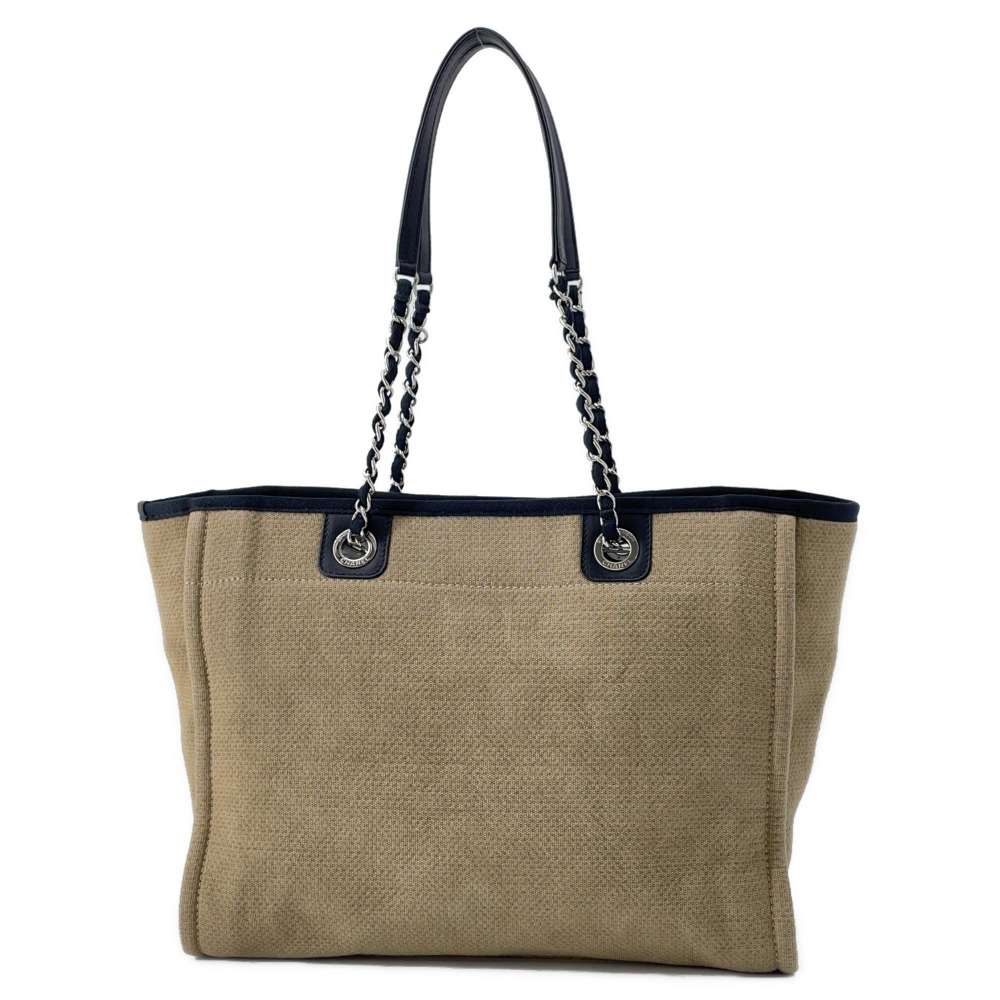 CHANEL Deauville ChainTote Bag Size MM Beige/Black A67001 Canvas