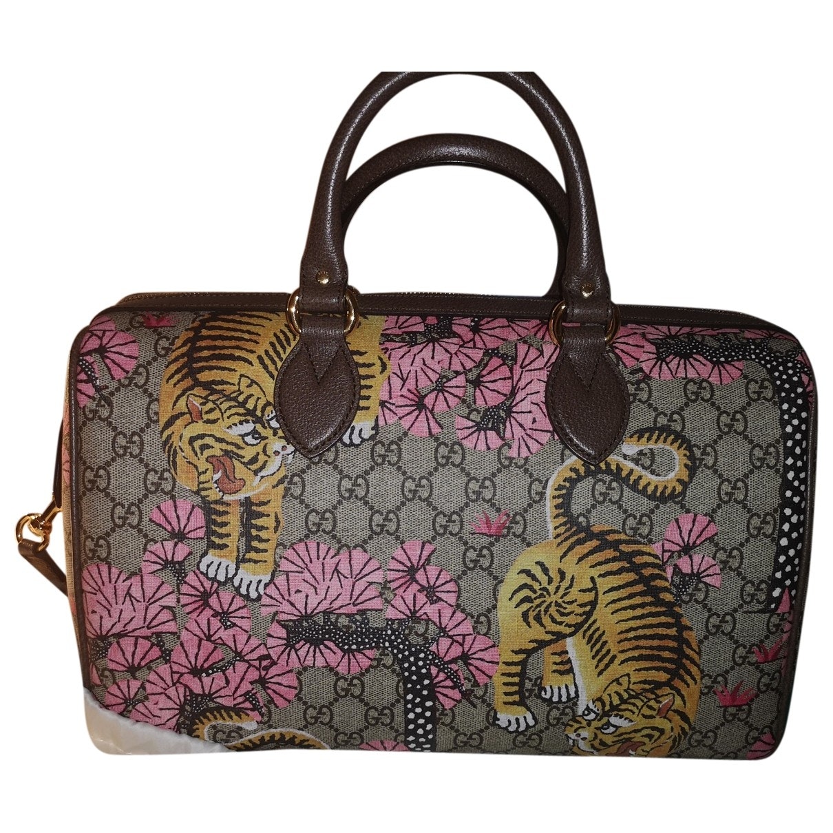 Gucci boston brown cloth handbag