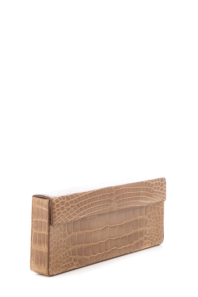 Prada Box Clutch Brown Embossed Clutch Bag