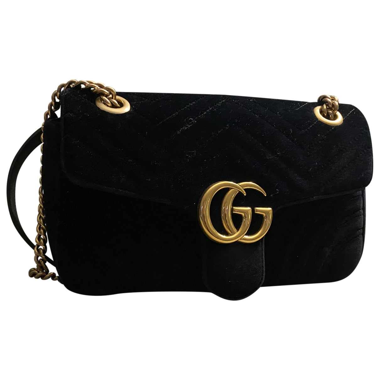 Gucci marmont black suede handbag