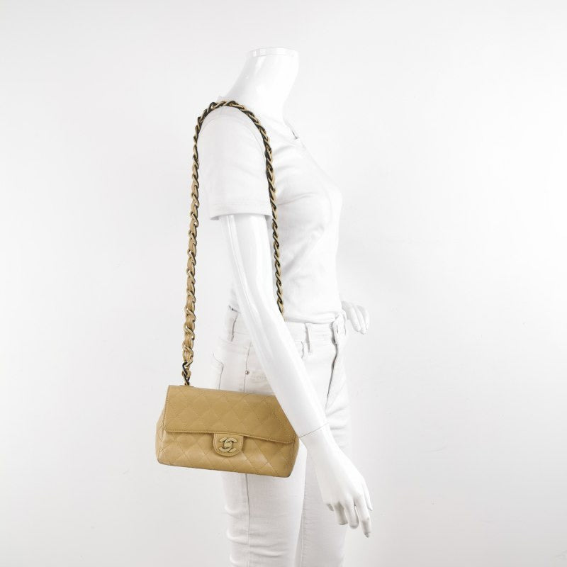 Chanel Classic Flap Calfskin Bi-color Acrylic Beige Small Crossbody Bag