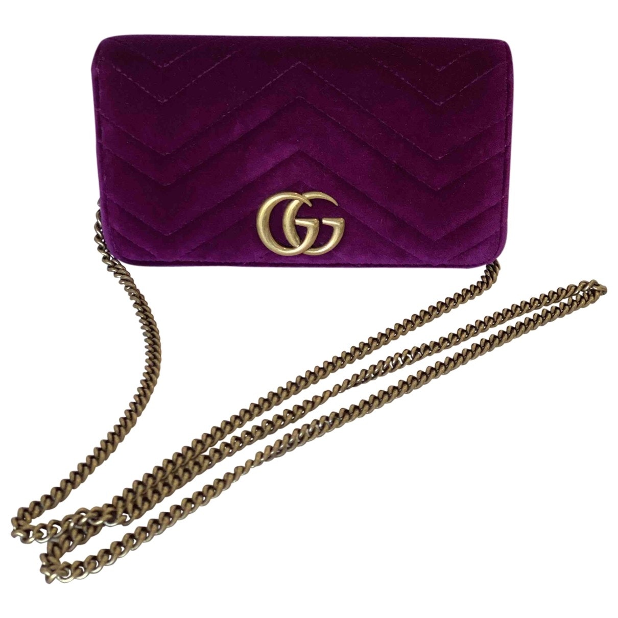Gucci marmont purple velvet clutch bag