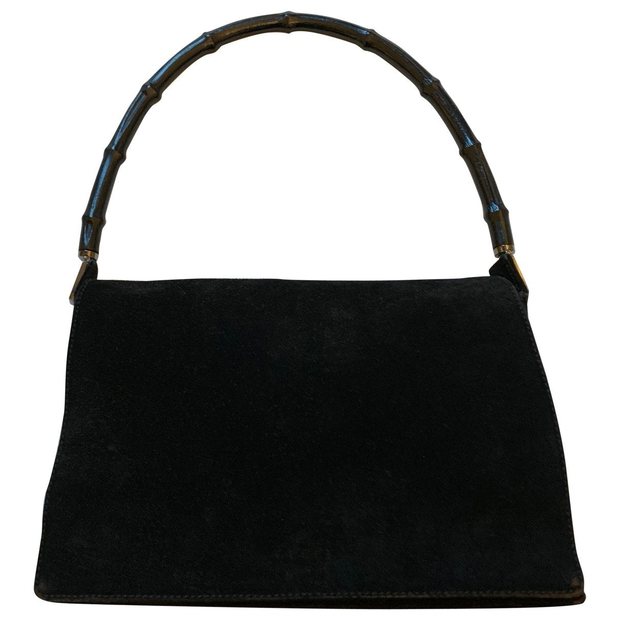 Gucci bamboo black suede handbag