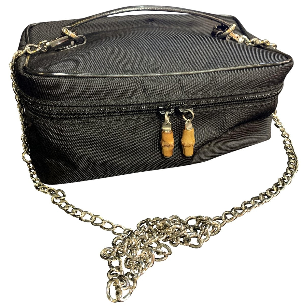 Gucci bamboo black cloth handbag