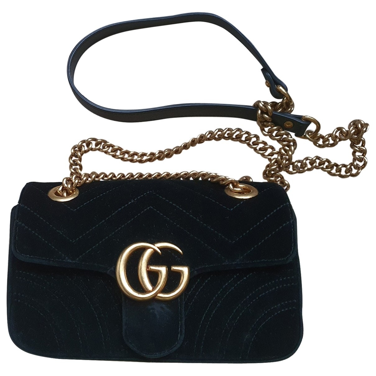 Gucci marmont black velvet handbag