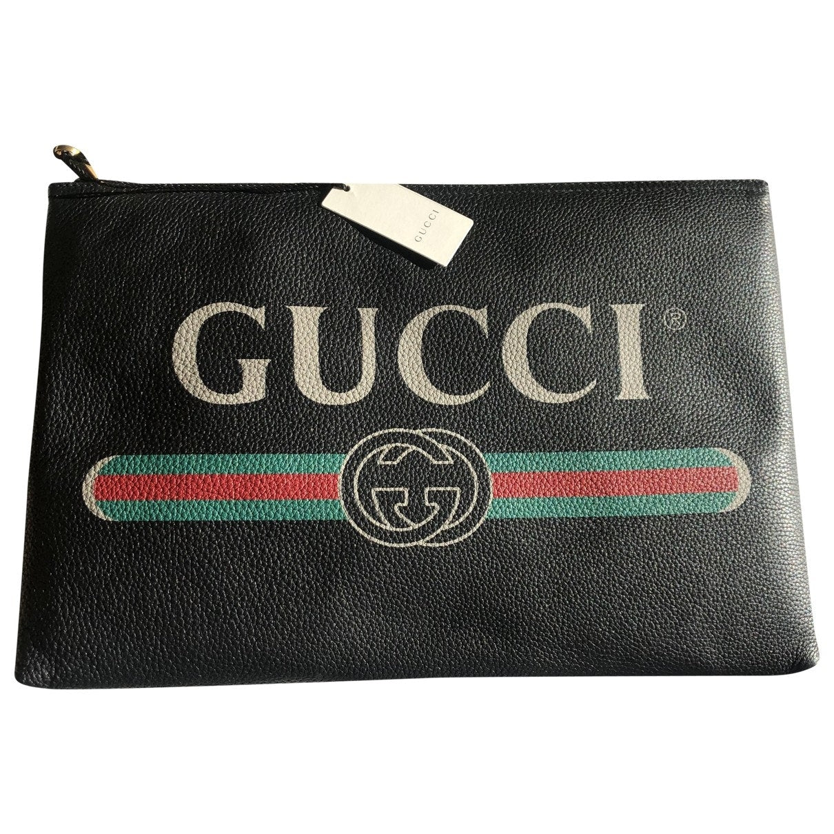 Gucci black leather clutch bag