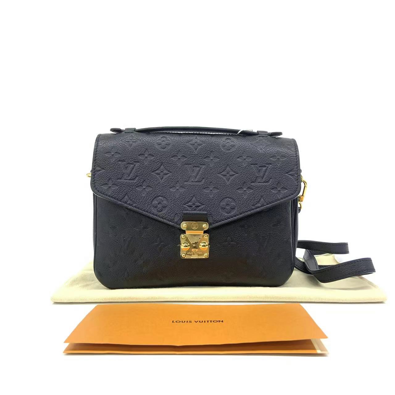 Louis Vuitton Pochette Métis Monogram Empreinte Leather Black Clutch Bag