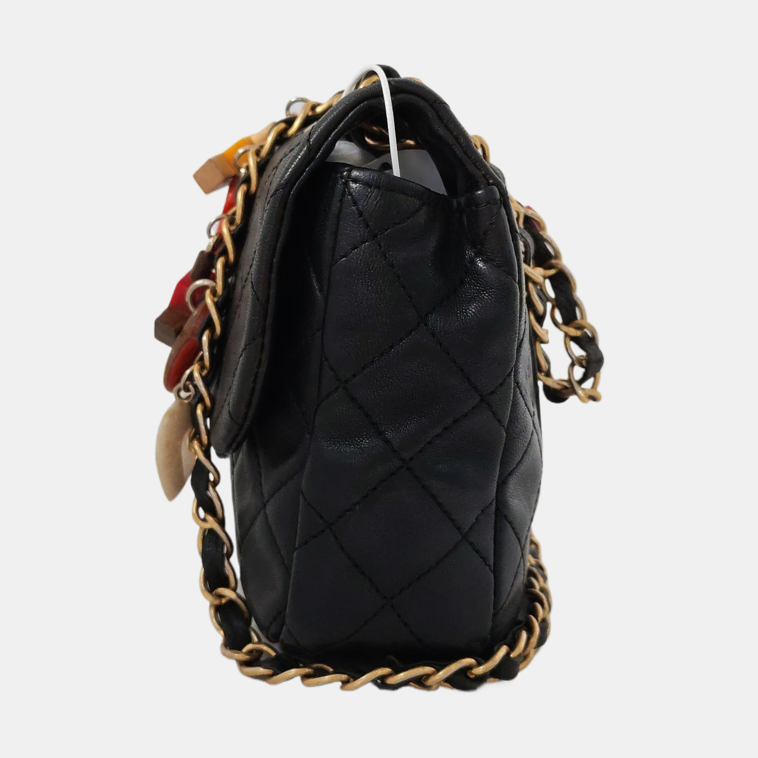 Chanel Classic Flap Lambskin Valentine Marine Charms Black Leather Key Chain Charms 3