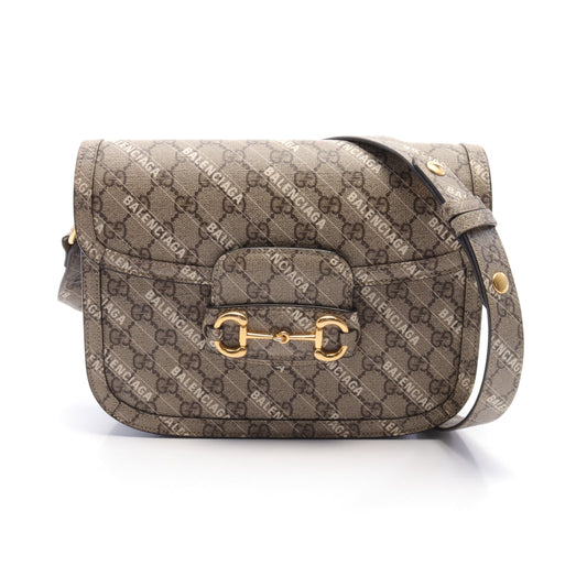 Gucci * Luxury Balenciaga Trending Horsebit White Brown Beige Shoulder Bag 2