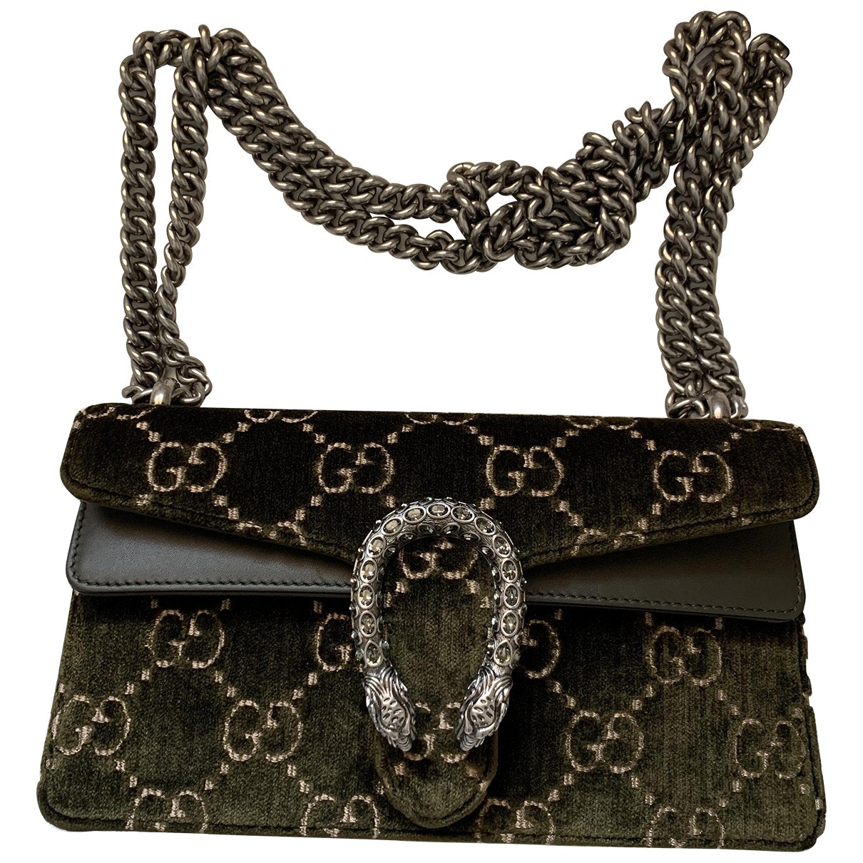 Gucci dionysus khaki velvet handbag