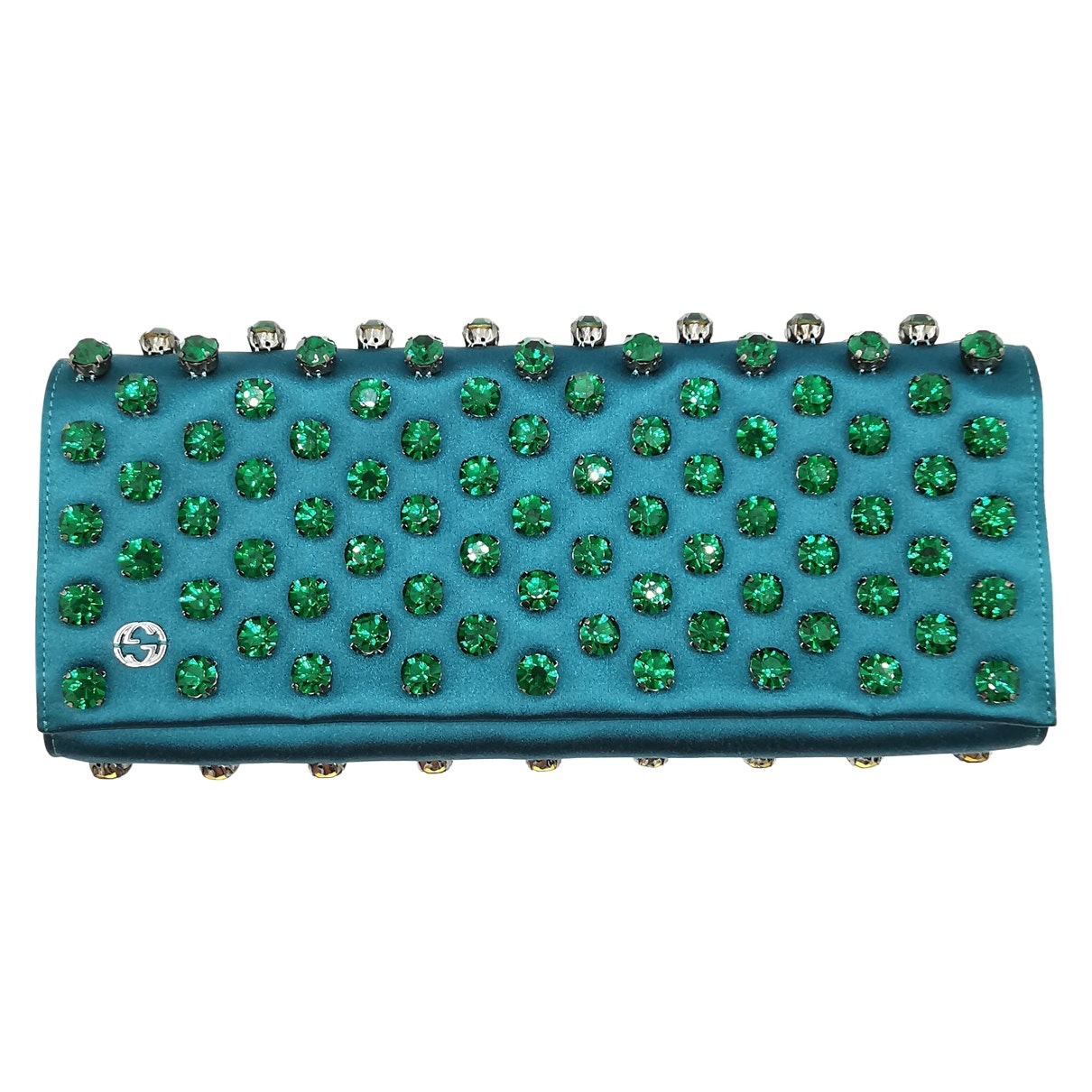 Gucci blue silk clutch bag