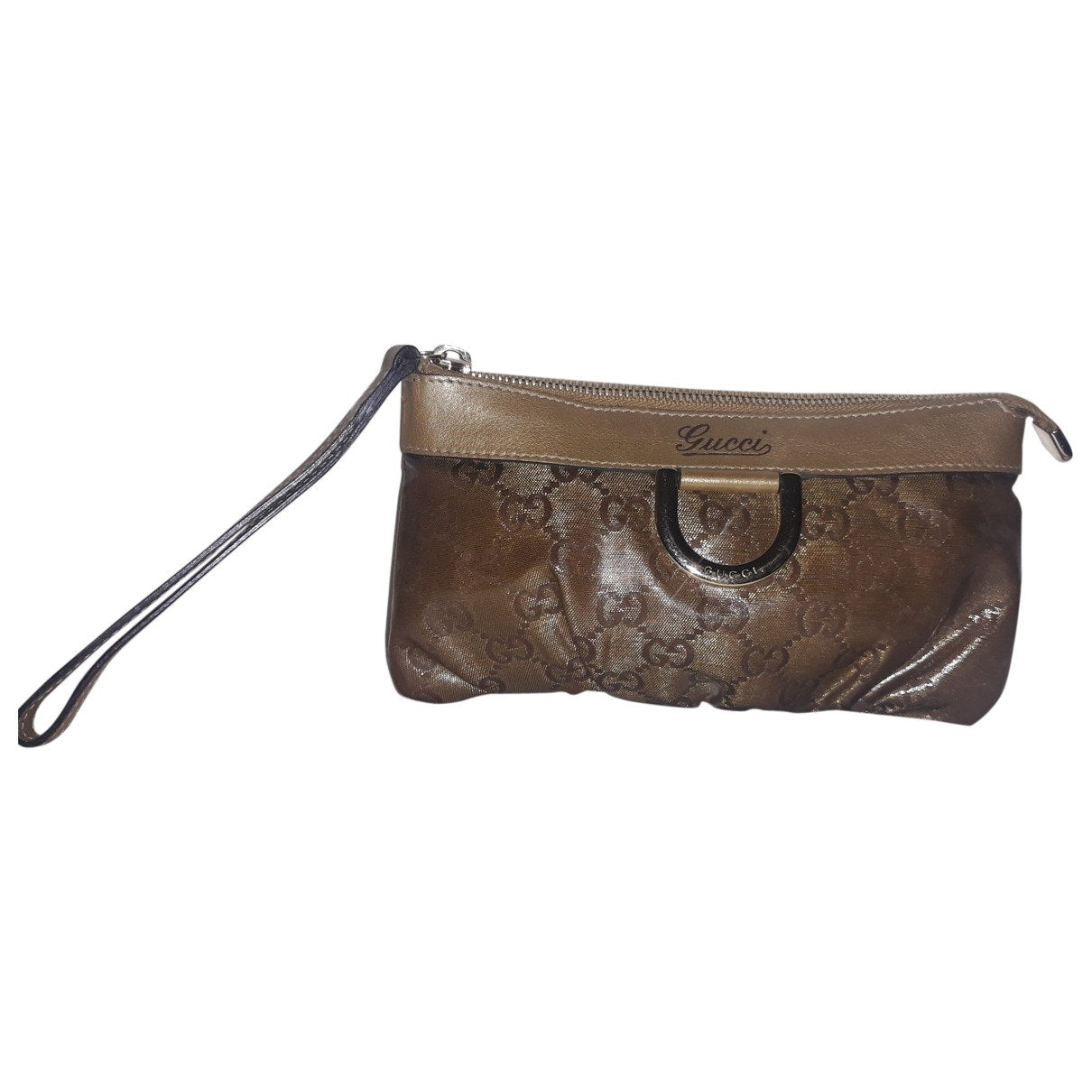 Gucci beige patent leather clutch bag