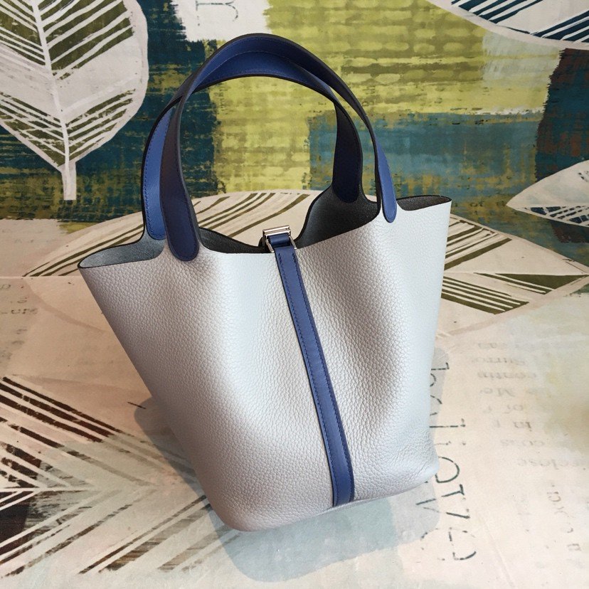Top Quality Picotin Lock Bag Grey Navy Blue Travel Bag