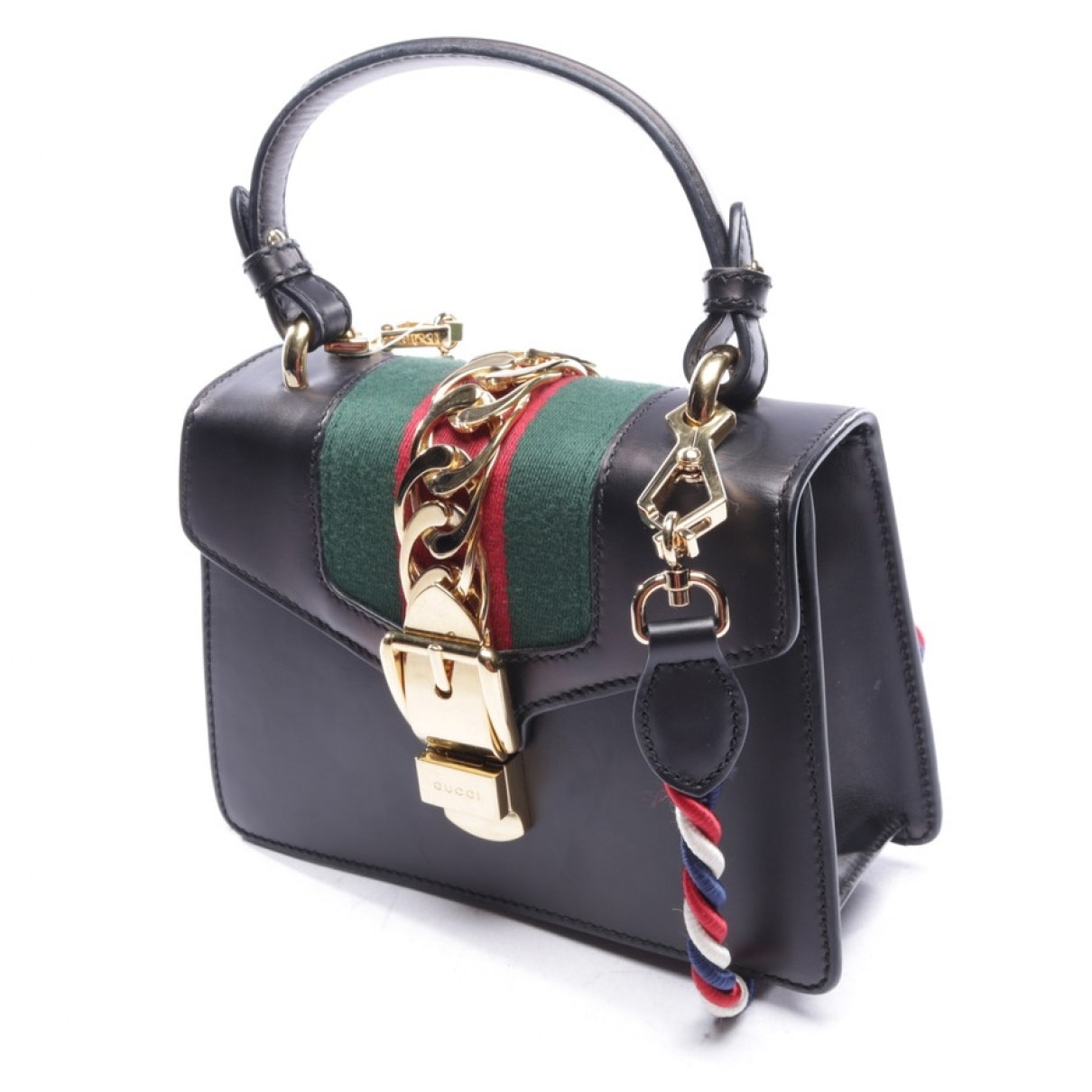 Gucci sylvie black leather handbag