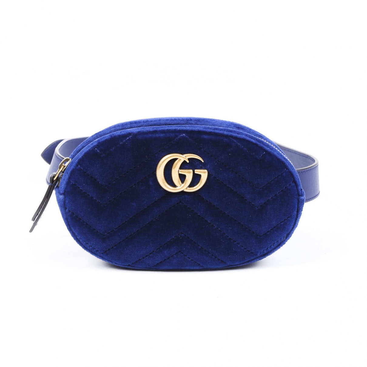 Gucci marmont blue velvet clutch bag