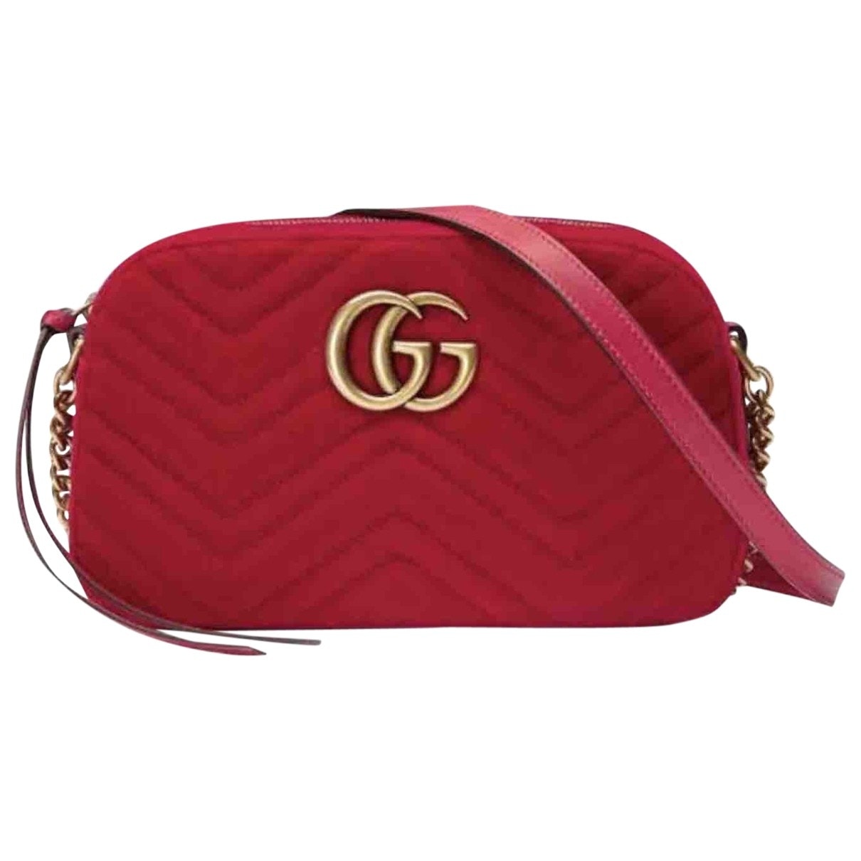Gucci marmont red velvet handbag
