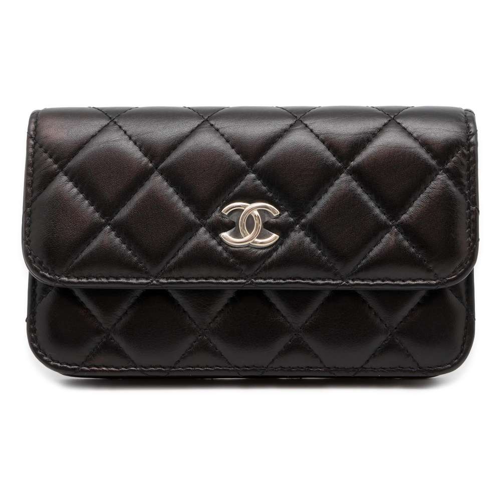 CHANEL Matelasse Shoulder Bag Faux Pearl Black AP1898 Lambskin