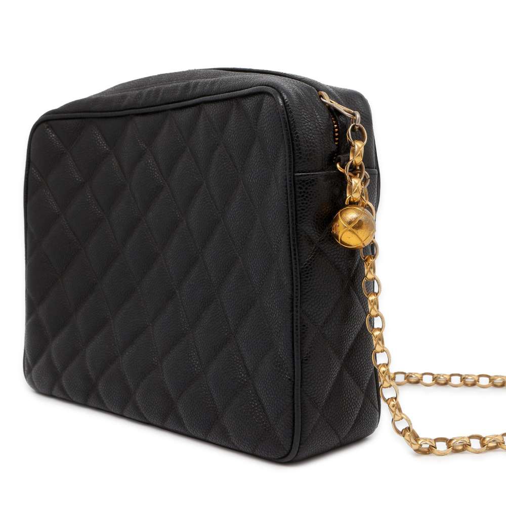 CHANEL Matelasse Diana ChainShoulder Bag Black Caviar Leather