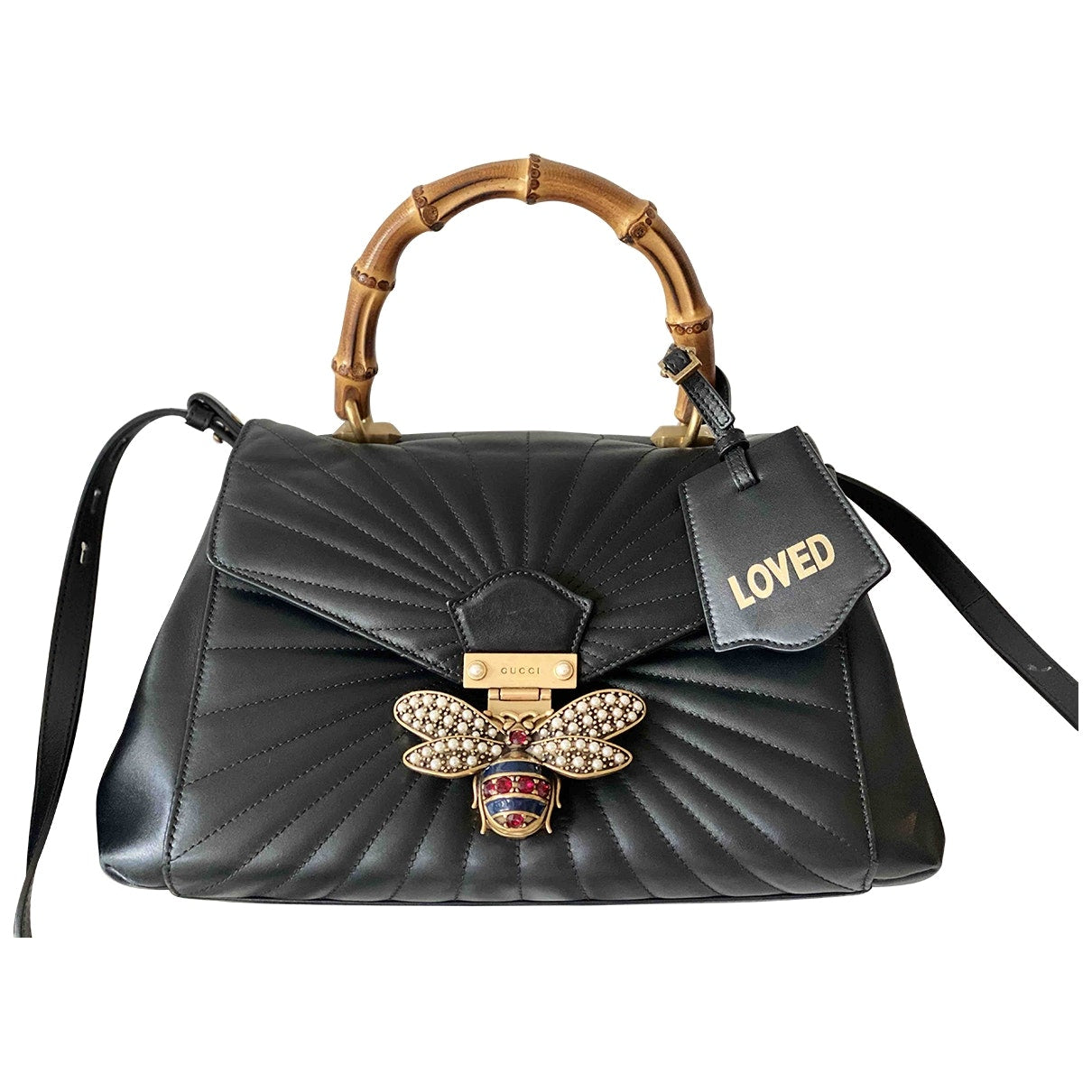 Gucci queen margaret black leather handbag