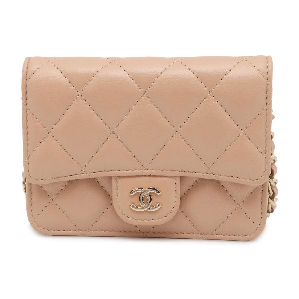 CHANEL Matelasse ChainShoulder Bag Beige AP2727 Lambskin