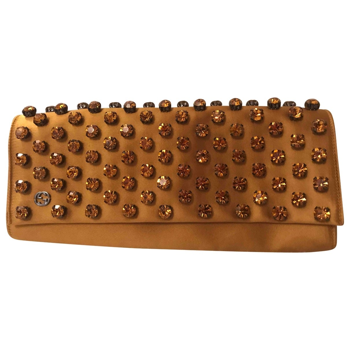 Gucci yellow silk clutch bag
