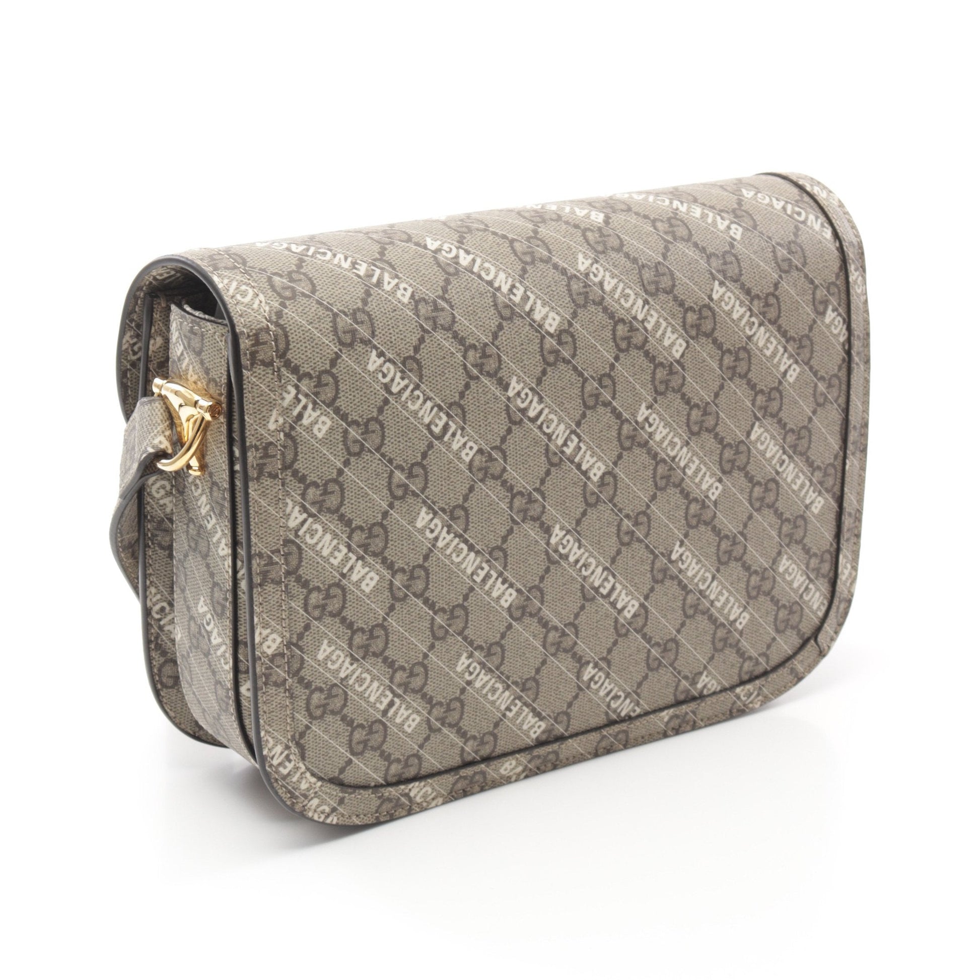 Gucci * Luxury Balenciaga Trending Horsebit White Brown Beige Shoulder Bag