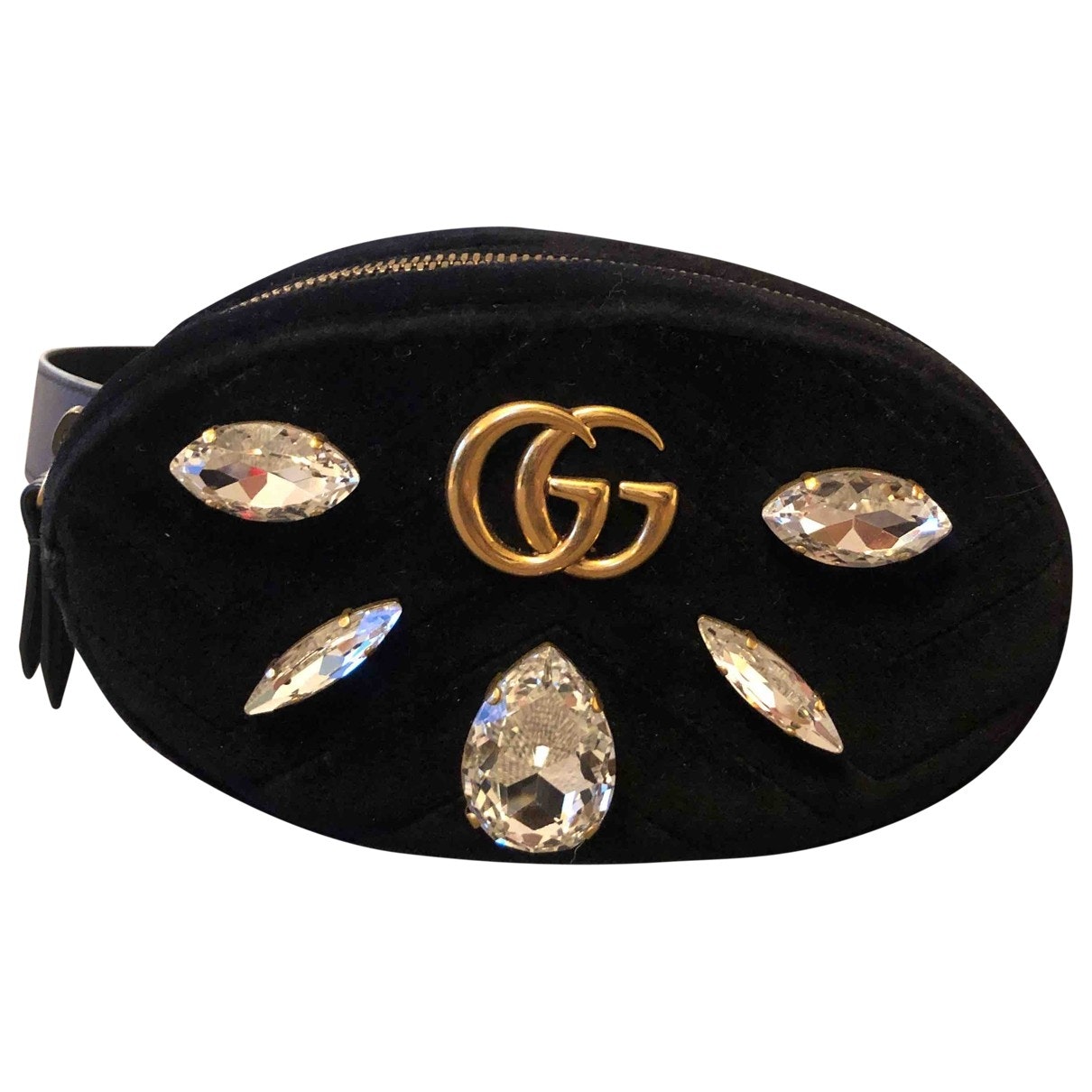 Gucci marmont black velvet clutch bag