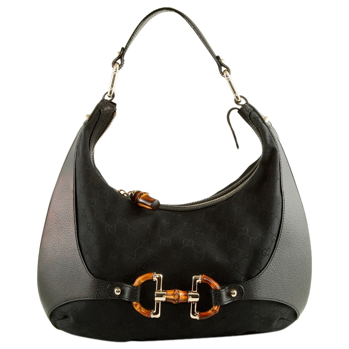 Gucci bamboo black leather handbag